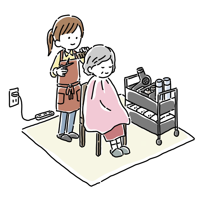 訪問美容では少し場所を借ります